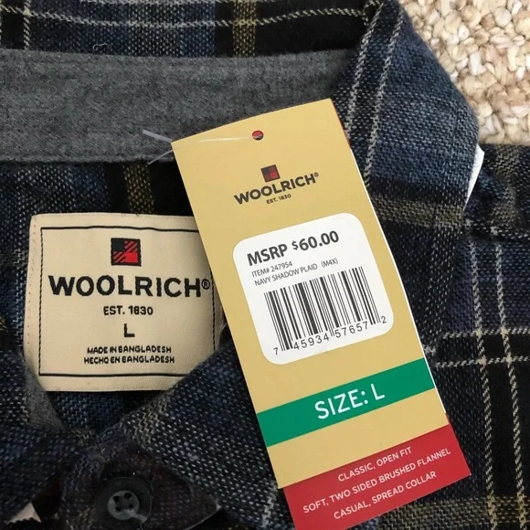 Woolrich Long Sleeve Flannel Shirt, NWT - Picture 2 of 4